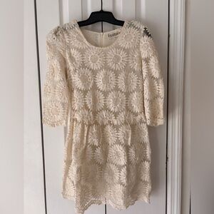 NWOT Feature-Pixie Market sunflower lace overlay mini dress